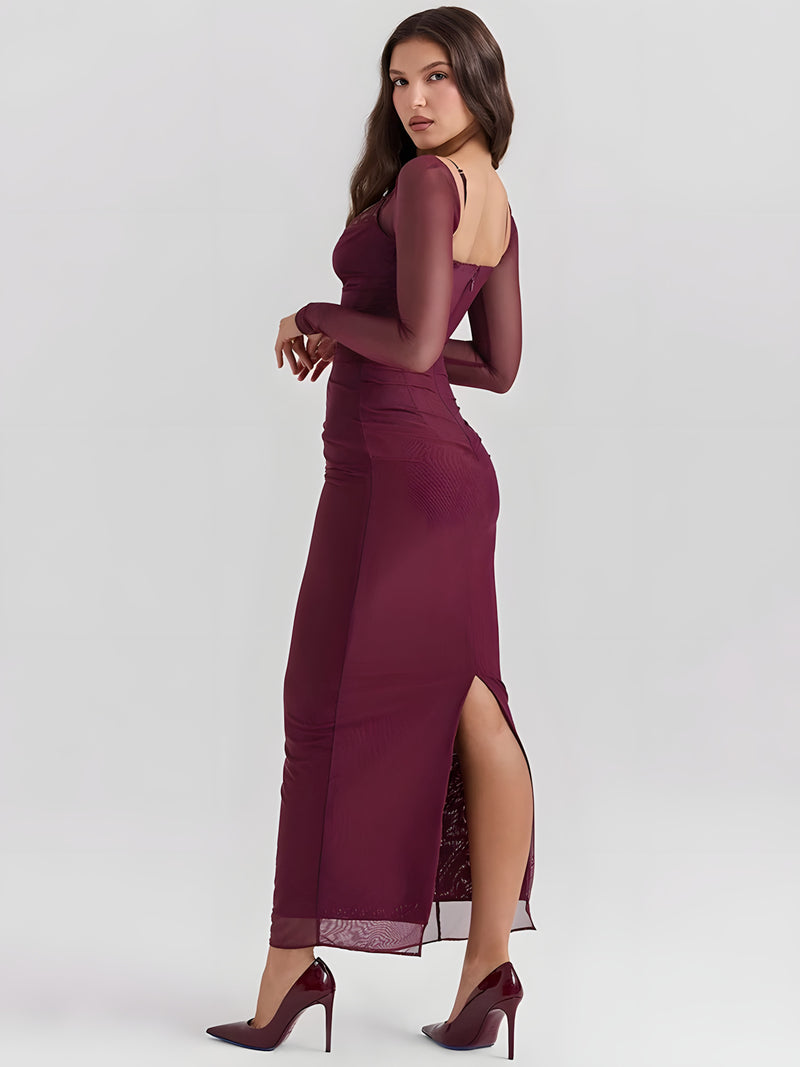 Vestido Eleganza Bordeaux